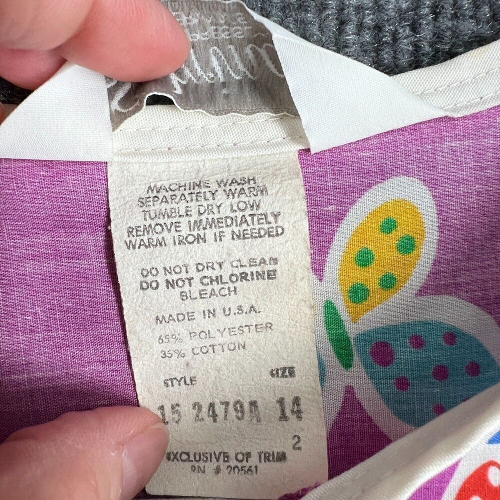Vintage Sabrina Mervyns Womens House Dress MuuMuu Size 14 Purple Butterfly Print - Picture 9 of 11